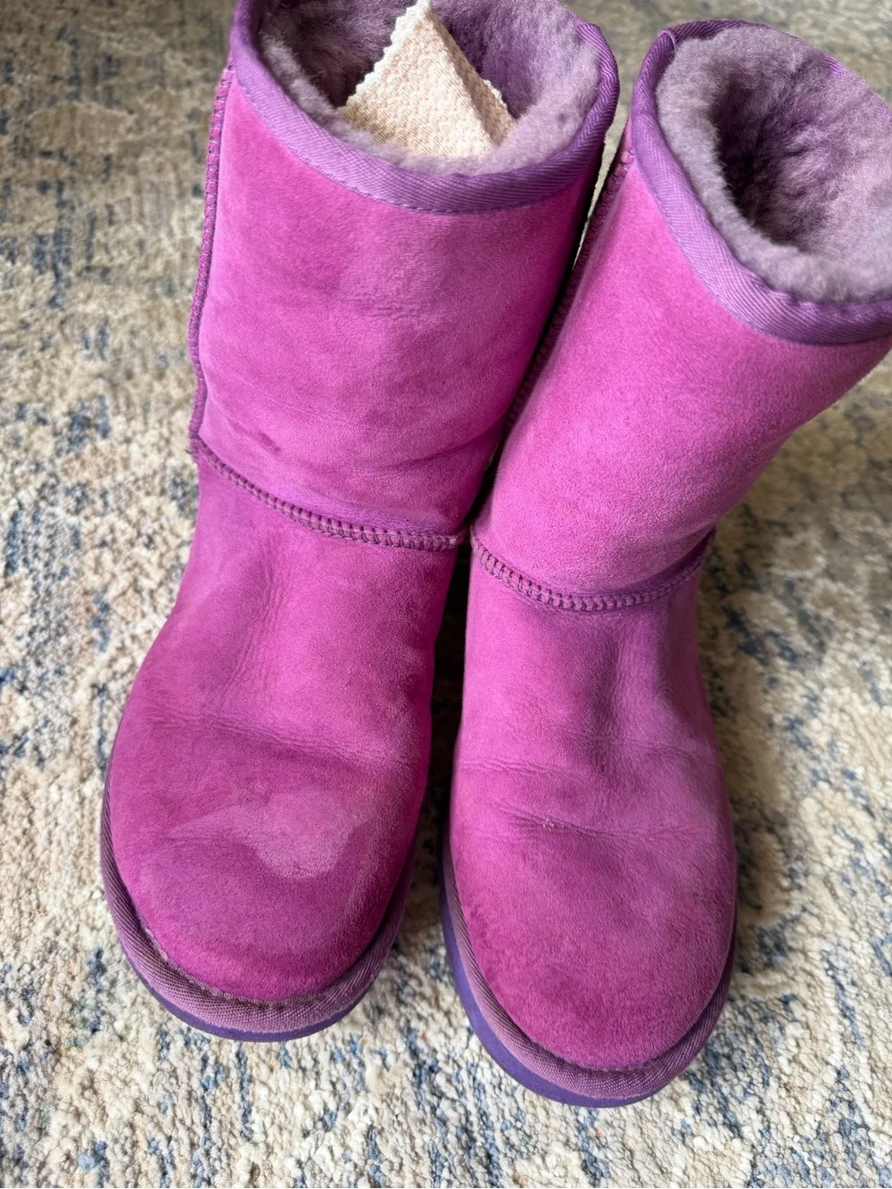 UGG Pink Suede Shearling Winter Boots